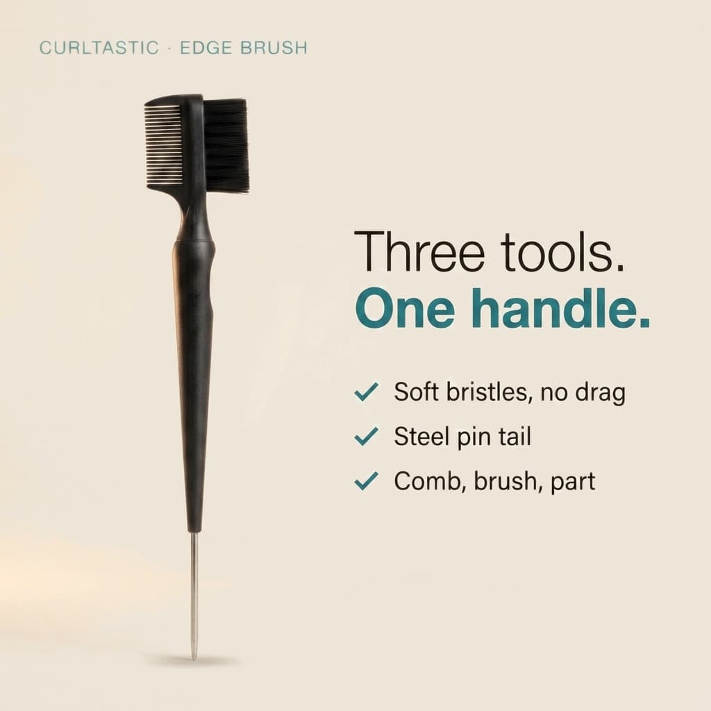 3-in-1 Edge Brush — Comb, Bristle Brush & Steel Pin Tail, photo 5 of 8