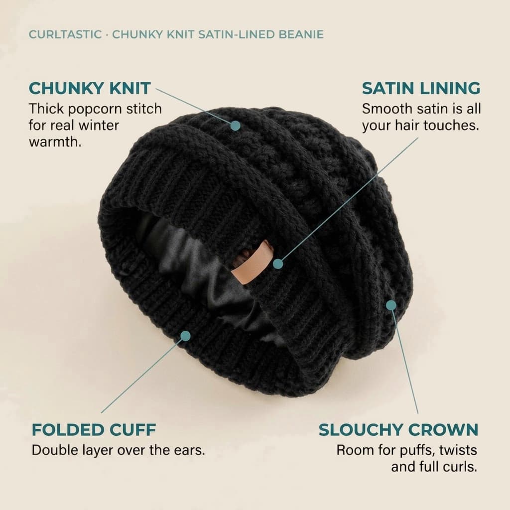 Chunky Knit Satin-Lined Beanie, photo 10 of 14