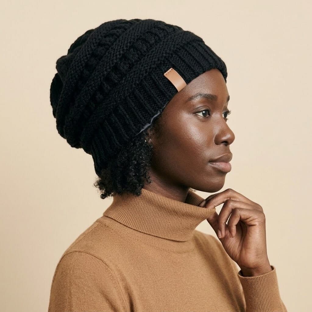 Chunky Knit Satin-Lined Beanie, photo 4 of 14