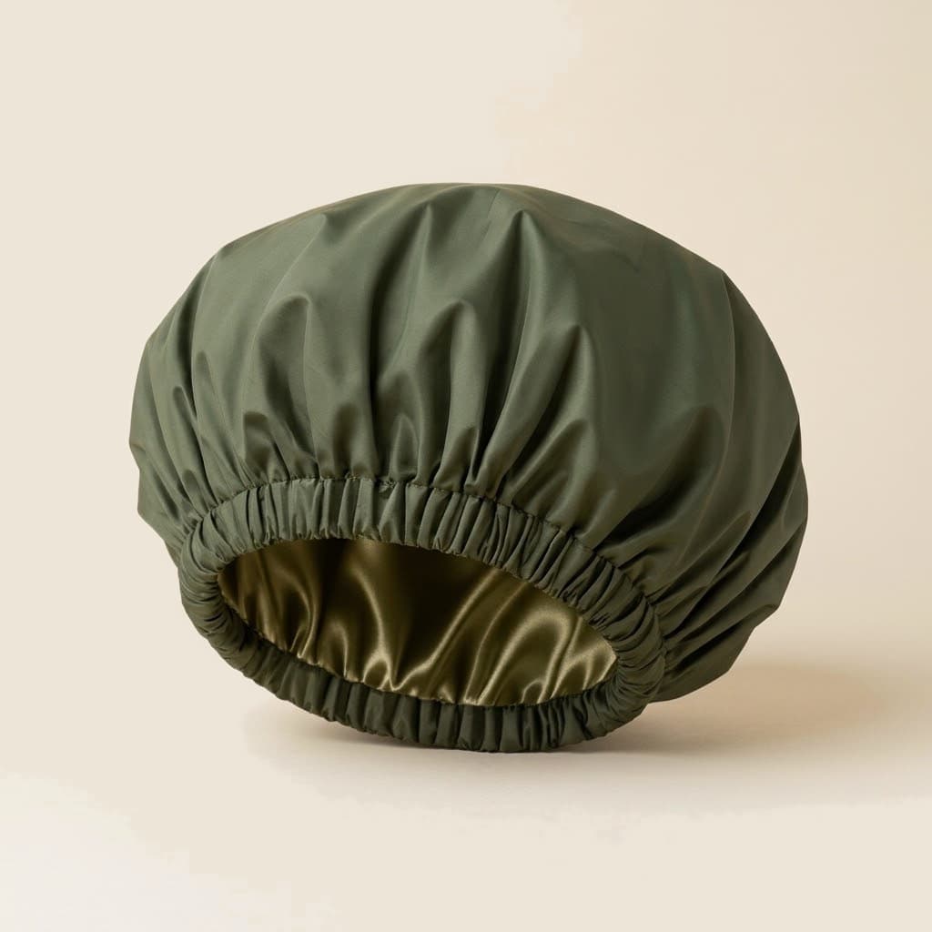 XL Satin-Lined Shower Cap — Waterproof
