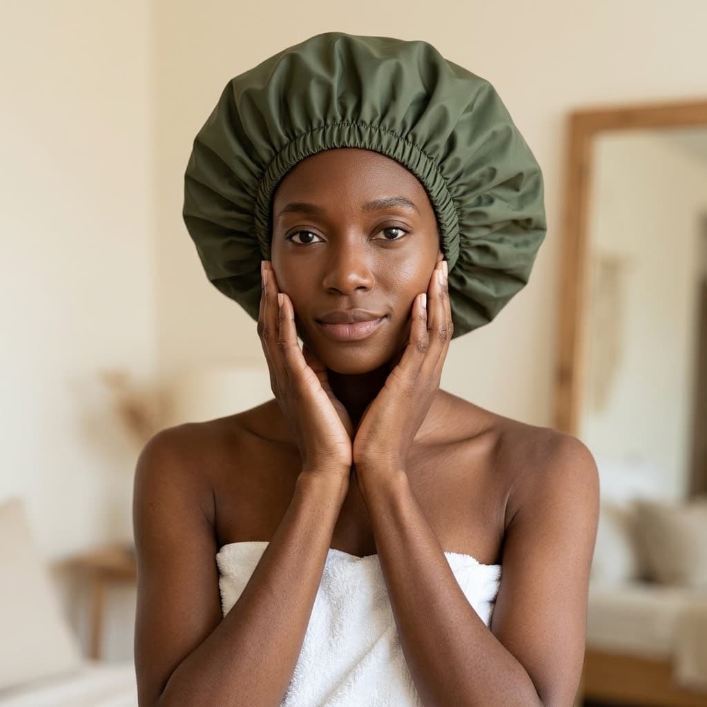 XL Satin-Lined Shower Cap — Waterproof, photo 4 of 8