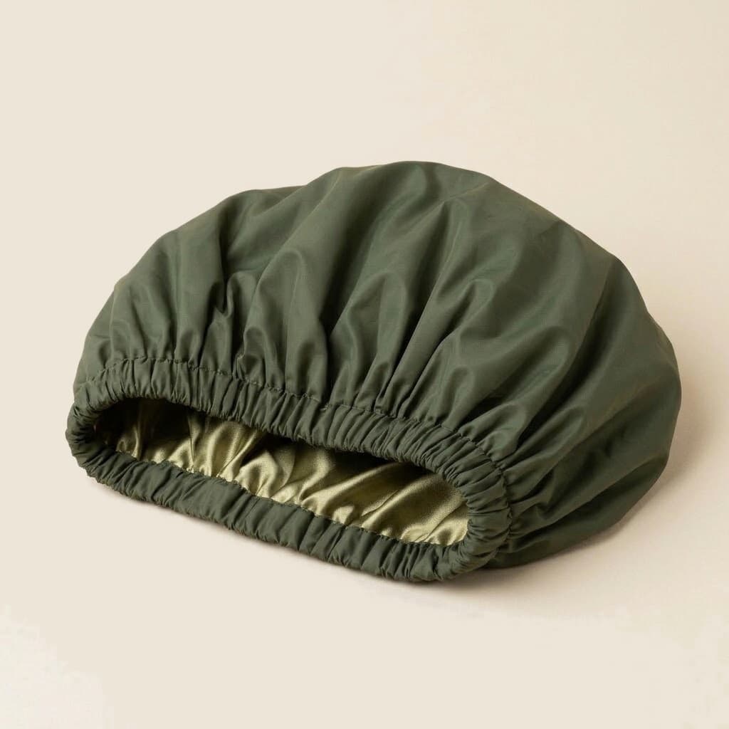 XL Satin-Lined Shower Cap — Waterproof, photo 5 of 8